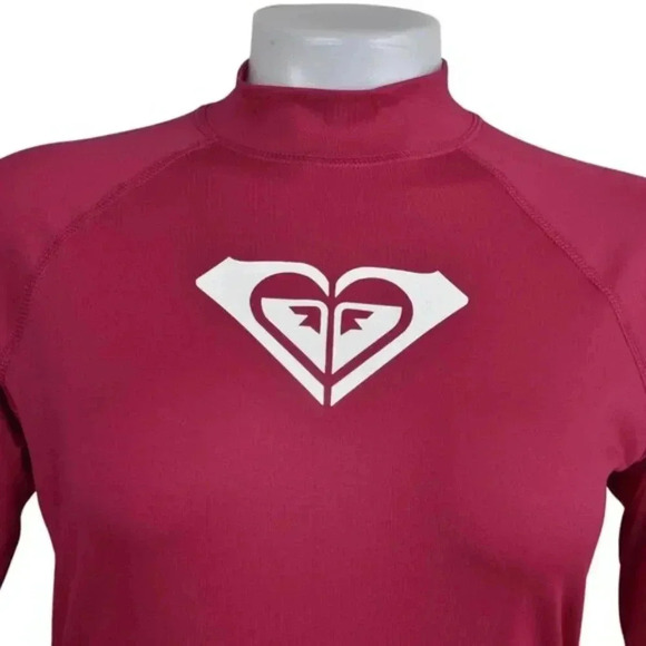 Roxy Whole Hearted Long Sleeve Rash Guard Pink Junior Size 10 - Picture 3 of 10
